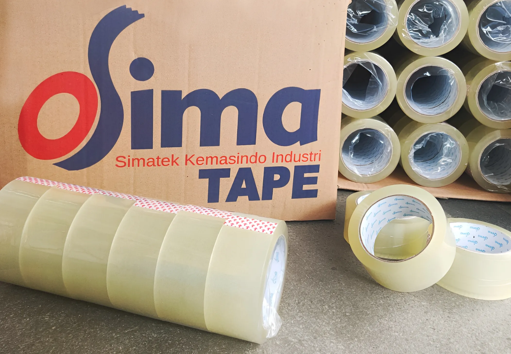 Lakban bening Sima Tape produksi pabrik Simatek Kemasindo Industri